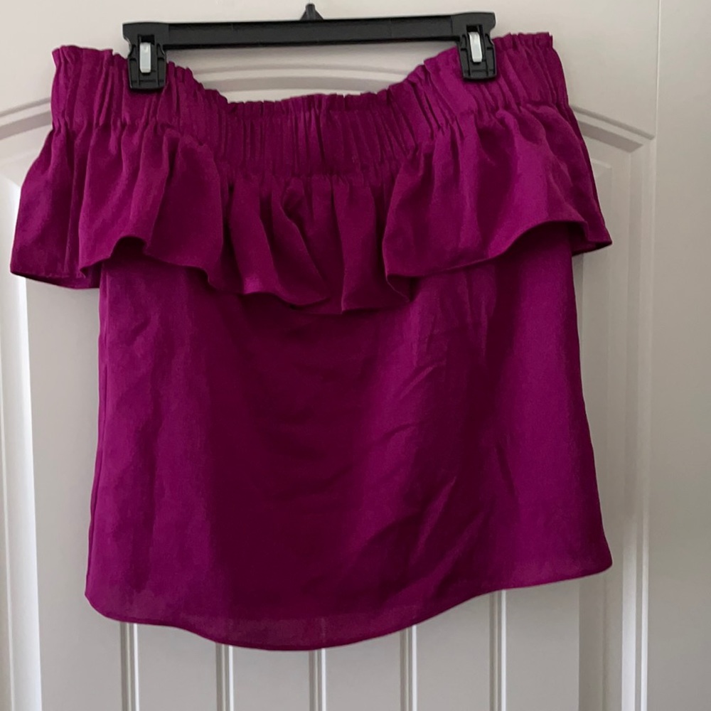 Vibrant orchid silk off shoulder top